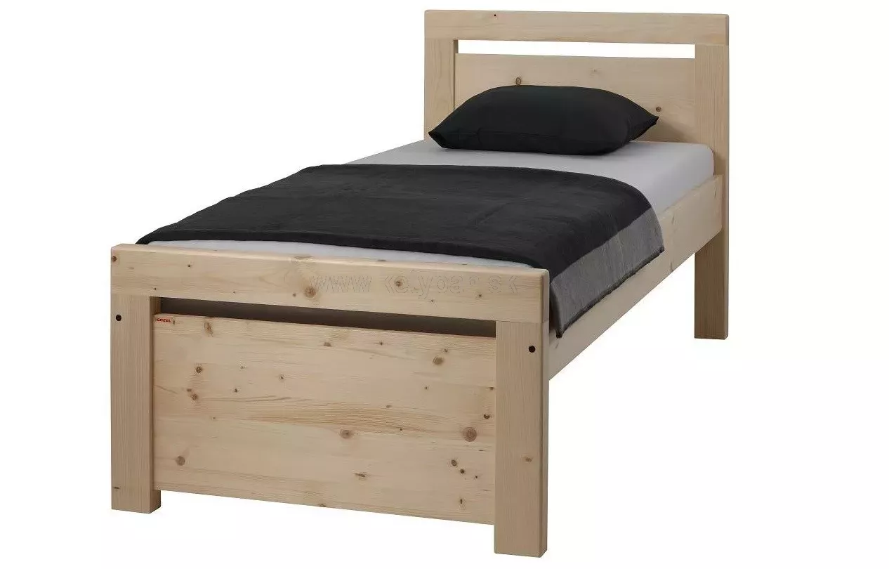 Drevená posteľ Rhino II, 200x90 cm, prírodná