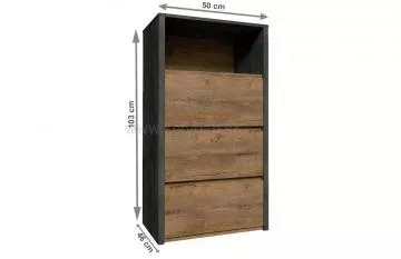 Komoda Montana KS3 dub lefkas tmav / smooth siv