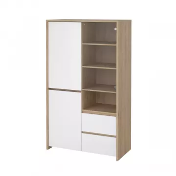Vitrína Nerea 317 jackson hickory/biely lesk
