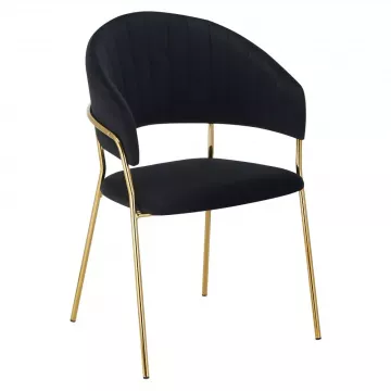 Dizajnov jedlensk kreslo, ierna Velvet ltka/gold chrm zlat, DASMIN TYP 1