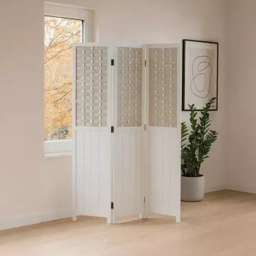 Trojdielny paravn z masvu Ef-l145 -wt