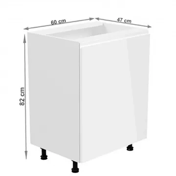 Spodn skrinka, biela / biela extra vysok lesk, prav, AURORA D601F