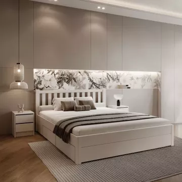 Manelsk poste s lonm priestorom, 180x200, biela, LUSY