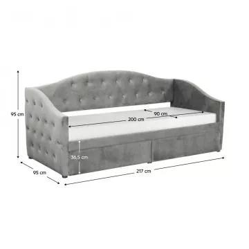 Poste s lonm priestorom, 90x200, siv Velvet ltka, ZASKA