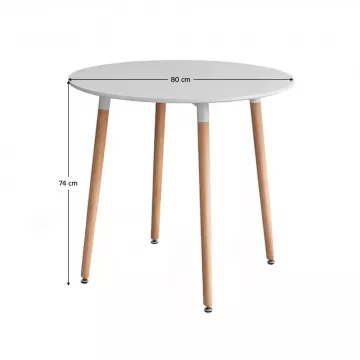 Jedlensk stl, biela/buk, priemer 80 cm, ELCAN NEW TYP 2