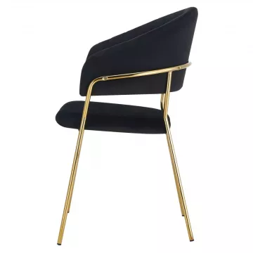 Dizajnov jedlensk kreslo, ierna Velvet ltka/gold chrm zlat, DASMIN TYP 1