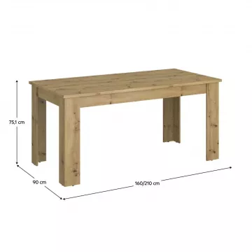 Jedlensk rozkladac stl, dub artisan, 160-210x90 cm, AIRON