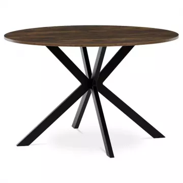Stl jedlensk okrhly, 120x120x75, 5 cm, MDF star drevo, ierne kovov nohy HT-F4120 OLW
