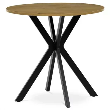 Okrhly jedlensk stl 80x80cm, mdf, divok dub, HT-F4108 OAK