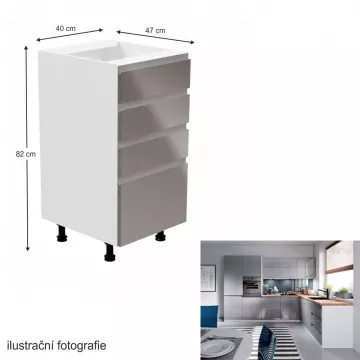 Spodn skrinka, biela / ed extra vysok lesk, av, AURORA D40S4