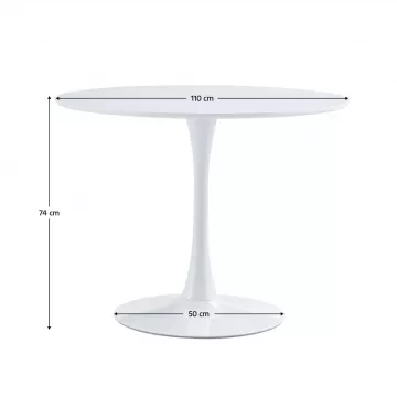 Jedlensk stl, okrhly, biela matn, priemer 110 cm, REVENTON NEW
