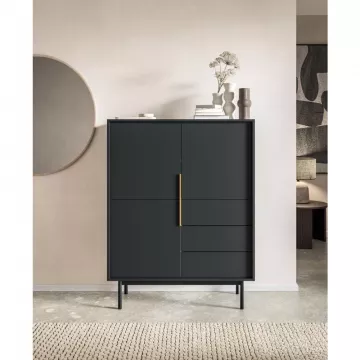 Komoda, ierna / zlat, VIVALA 3D3S
