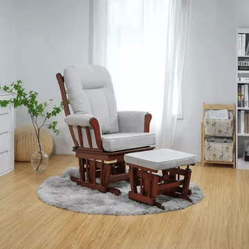 Hojdacie kreslo s podnoou, orech/siv, SAFORD