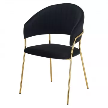 Dizajnov jedlensk kreslo, ierna Velvet ltka/gold chrm zlat, DASMIN TYP 1