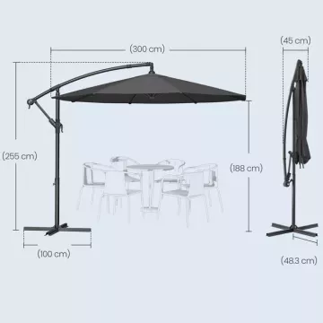 Záhradný závesný slnečník ASL-E1116