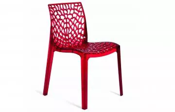 Moderná plastová jedálenská stolička Gruvyer rosso transparente