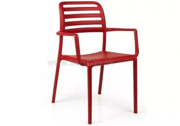 Odolná plastová jedálenská stolička Costa kresielko rosso
