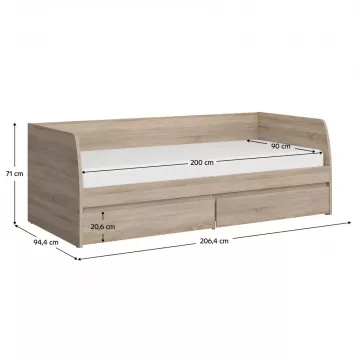 Poste 2S, 90x200, dub sonoma, NORTY TYP 28