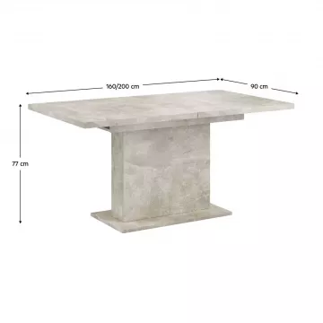 Jedlensk stl, betn, 160-200x90 cm, BOBA