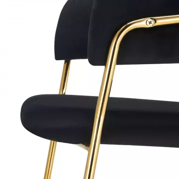 Dizajnov jedlensk kreslo, ierna Velvet ltka/gold chrm zlat, DASMIN TYP 1