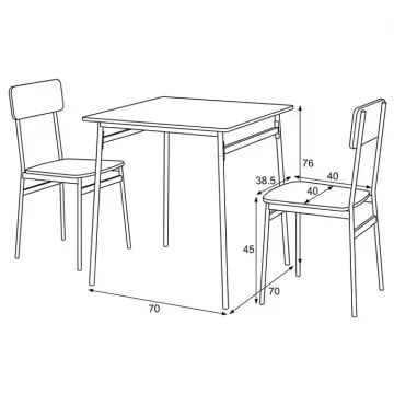Jedálenský set AUT-O2122 rozmery