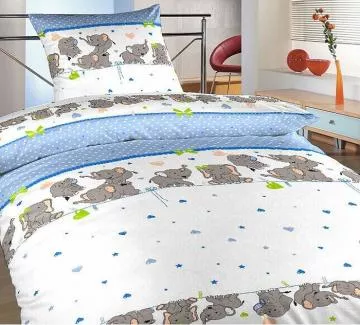 Detské obliečky bavlna krep Slony denim