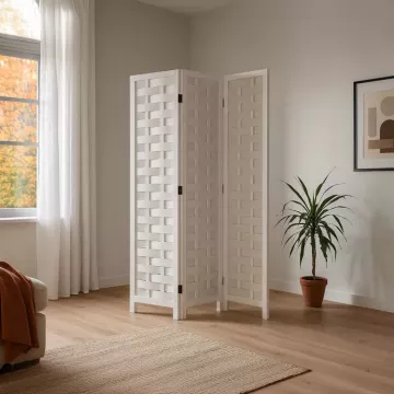 Trojdielny paravn z masvneho dreva Ef-l186 wt