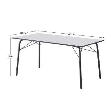 Jedlensk stl, biela/ierna, 160x80x75 cm, NALAK TYP 3