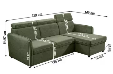 Rohová sedacia súprava ALECHANDRO B, rozmery