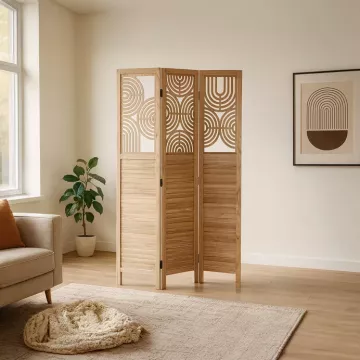 Trojdielny paravn z masvneho dreva Ef-l175 nat