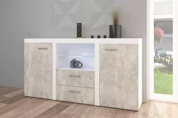 Komoda Rizo 2D2S, biela/betón