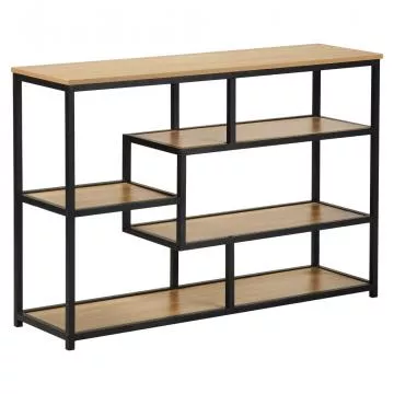 Kovový regál BILOTE TYP 2 - čierna/dub