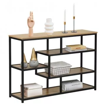 Kovový regál BILOTE TYP 2 - čierna/dub