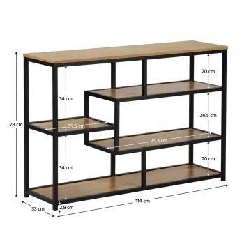 Kovový regál BILOTE TYP 2 - čierna/dub