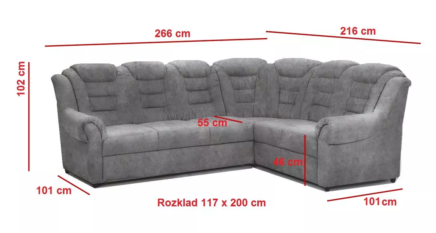 Sedacia sprava Boston - rozmery