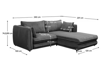 Rohov� sedacia s�prava BUSTER ROH, �ed�, prav� prevedenie, rozmery