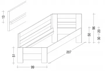 Dreven poste Hanny 200x90 cm