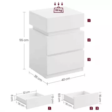 Nočný stolík ANT-E1163 WT - biely