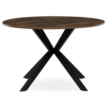 Stl jedlensk okrhly, 120x120x75, 5 cm, MDF star drevo, ierne kovov nohy HT-F4120 OLW