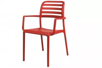 Odolná plastová jedálenská stolička Costa rosso