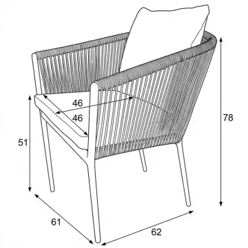 Záhradné kreslo AZC-C1179 - rozmery