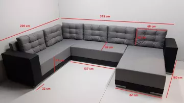 Sedacia s�prava Dafne U, rozmery