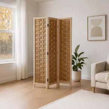 Trojdielny paravn z masvneho dreva Ef-l186 nat