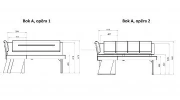 Rozmery rohov lavice Duo