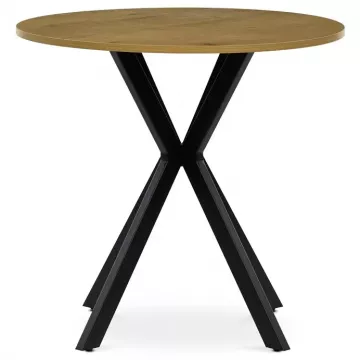 Okrhly jedlensk stl 80x80cm, mdf, divok dub, HT-F4108 OAK