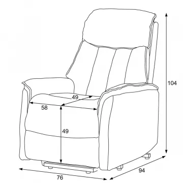 polohovacie kreslo TV-H9727 - rozmer