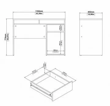 Písací stôl Felix 488 rozmery