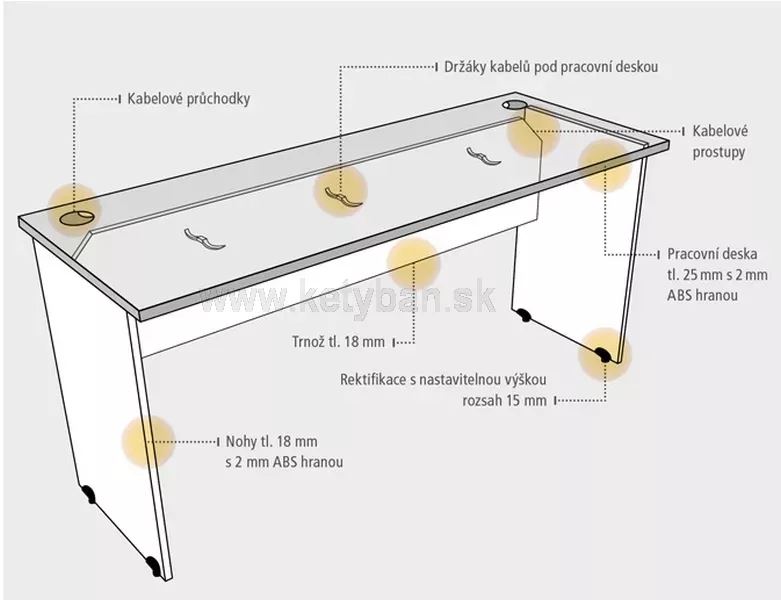 Pracovný stôl Hobis Gate - prevedenie GE 800-1600 -