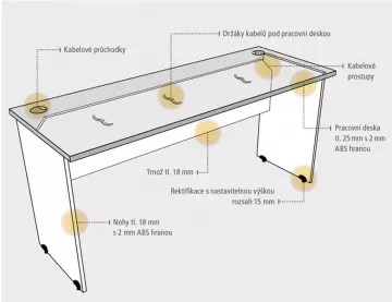 Pracovn stl Hobis Gate - prevedenie GE 800-1600 - 