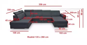 Sedacia sprava Osma - rozmery
